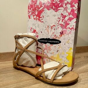 Brand New Chinese Laundry Penny Micro Suede Camel 7.5/38